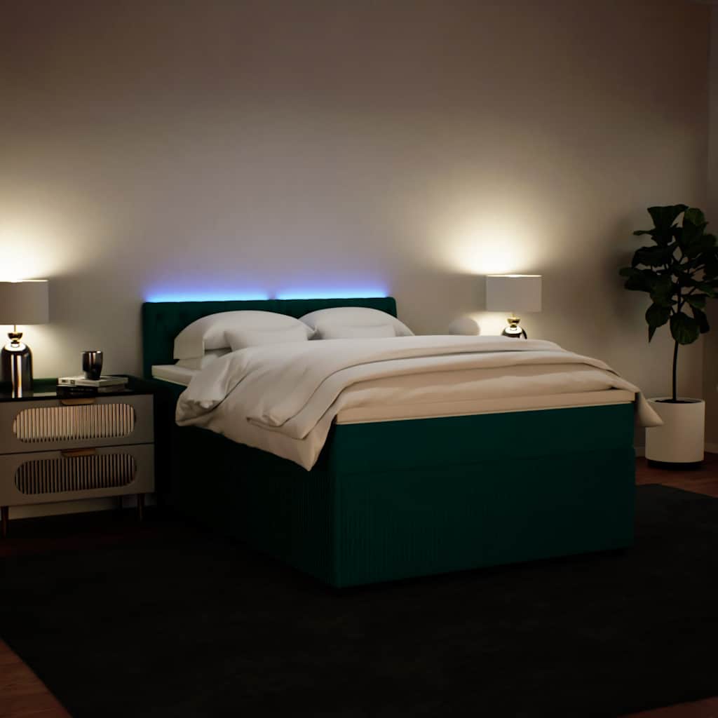 Boxspringbett mit Matratze Dunkelgrün 140x190 cm Samt