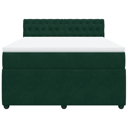 Boxspringbett mit Matratze Dunkelgrün 140x190 cm Samt