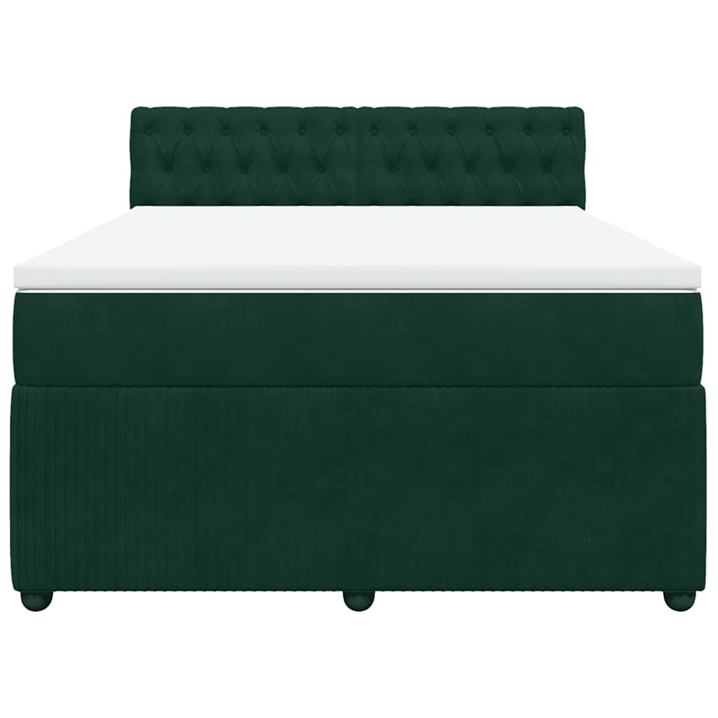 Boxspringbett mit Matratze Dunkelgrün 140x190 cm Samt