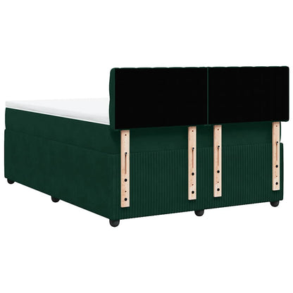 Boxspringbett mit Matratze Dunkelgrün 140x190 cm Samt