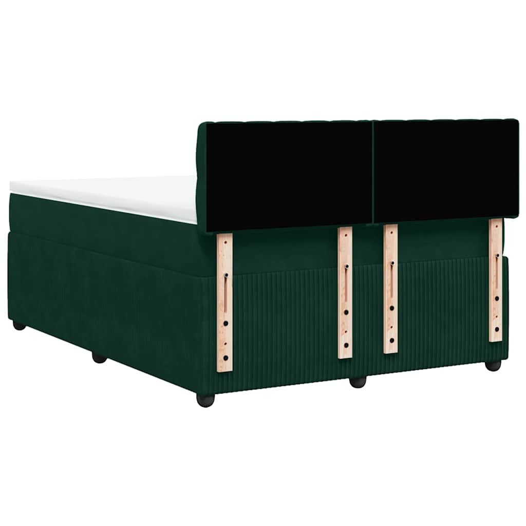 Boxspringbett mit Matratze Dunkelgrün 140x190 cm Samt