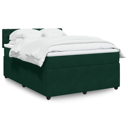 Boxspringbett mit Matratze Dunkelgrün 140x190 cm Samt