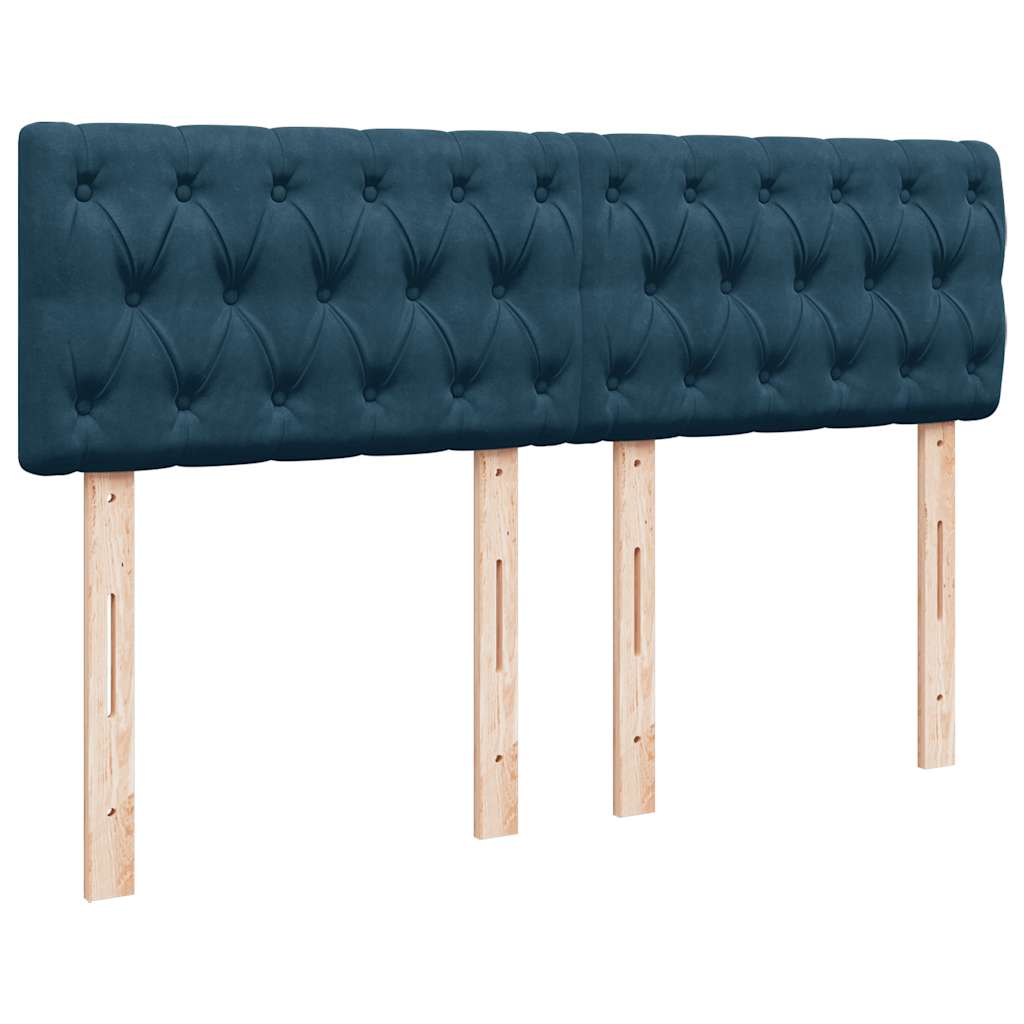 Boxspringbett mit Matratze Blau 140x190 cm Samt
