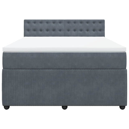 Boxspringbett mit Matratze Dunkelgrau 140x190 cm Samt