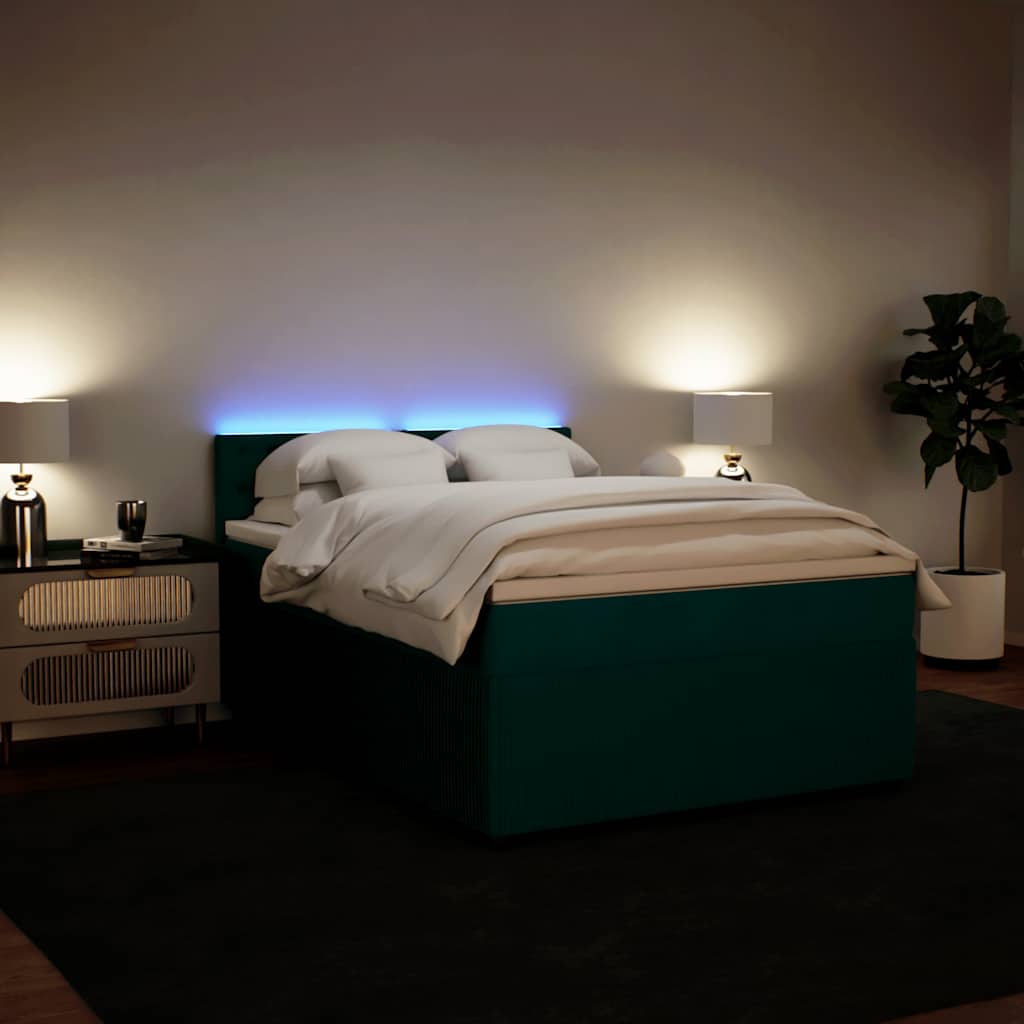 Boxspringbett mit Matratze Dunkelgrün 140x190 cm Samt
