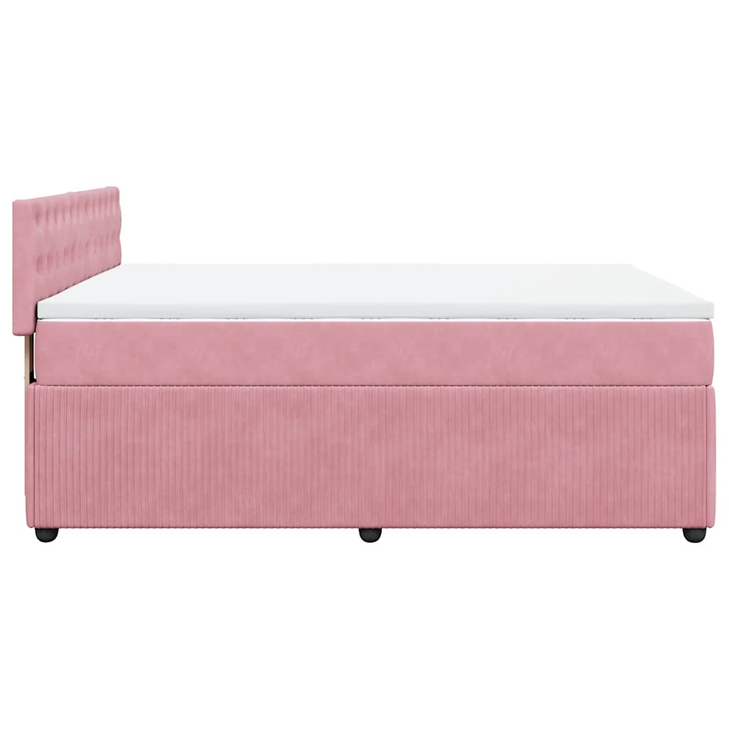 Boxspringbett mit Matratze Rosa 140x190 cm Samt