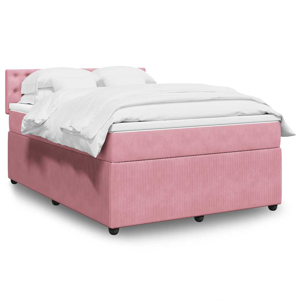 Boxspringbett mit Matratze Rosa 140x190 cm Samt