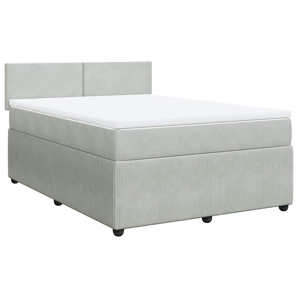 Boxspringbett mit Matratze Hellgrau 140x200 cm Samt