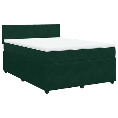 Boxspringbett mit Matratze Dunkelgrün 140x200 cm Samt