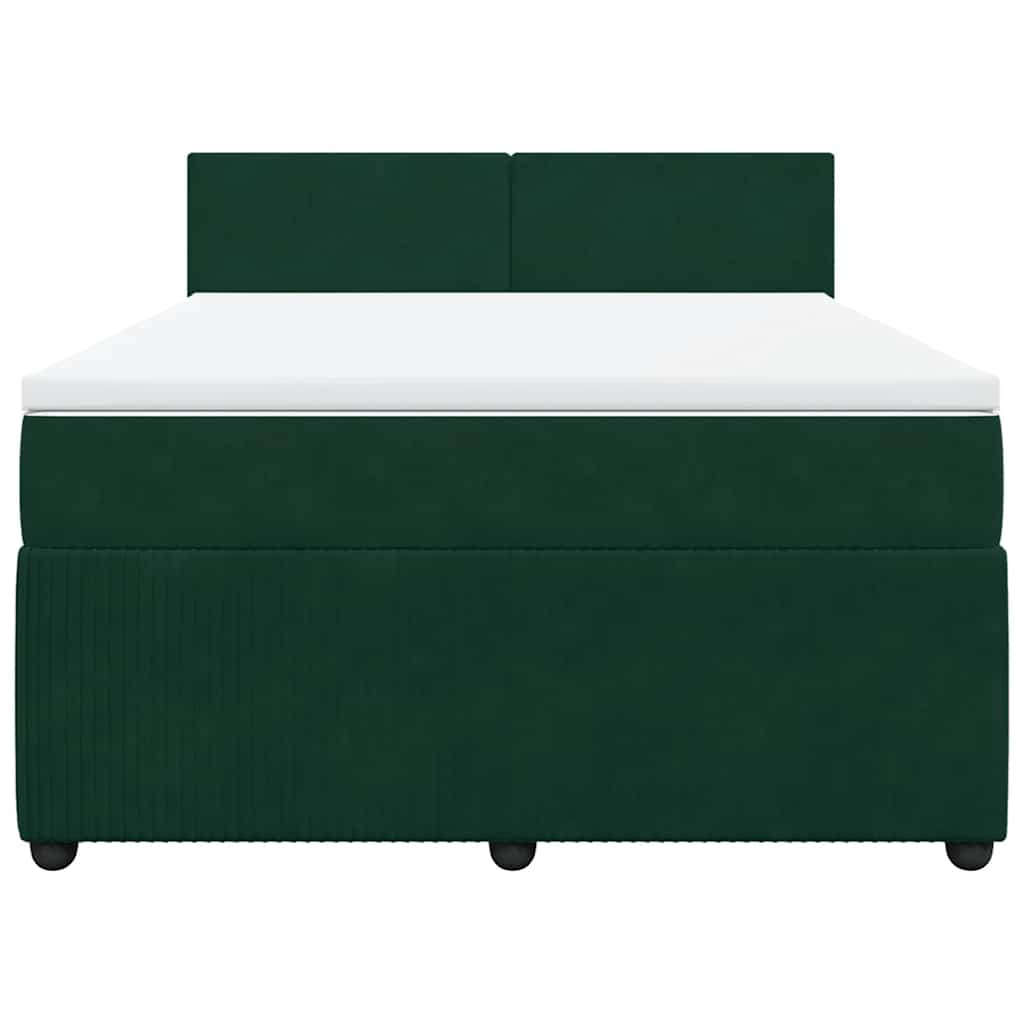 Boxspringbett mit Matratze Dunkelgrün 140x200 cm Samt