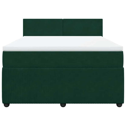 Boxspringbett mit Matratze Dunkelgrün 140x200 cm Samt