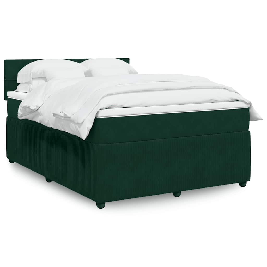 Boxspringbett mit Matratze Dunkelgrün 140x200 cm Samt