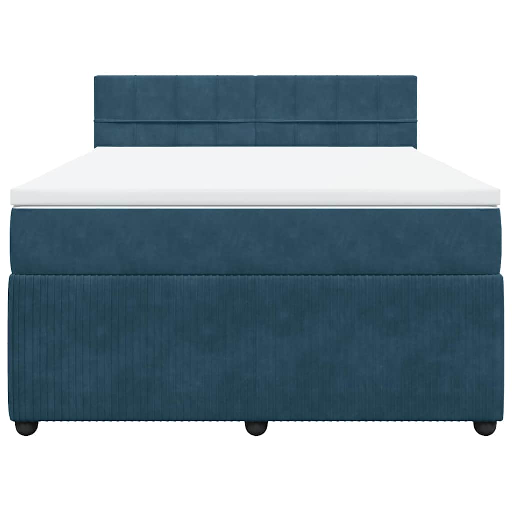 Boxspringbett mit Matratze Blau 140x200 cm Samt