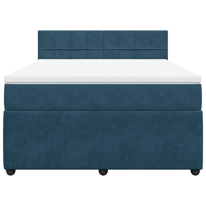 Boxspringbett mit Matratze Blau 140x200 cm Samt