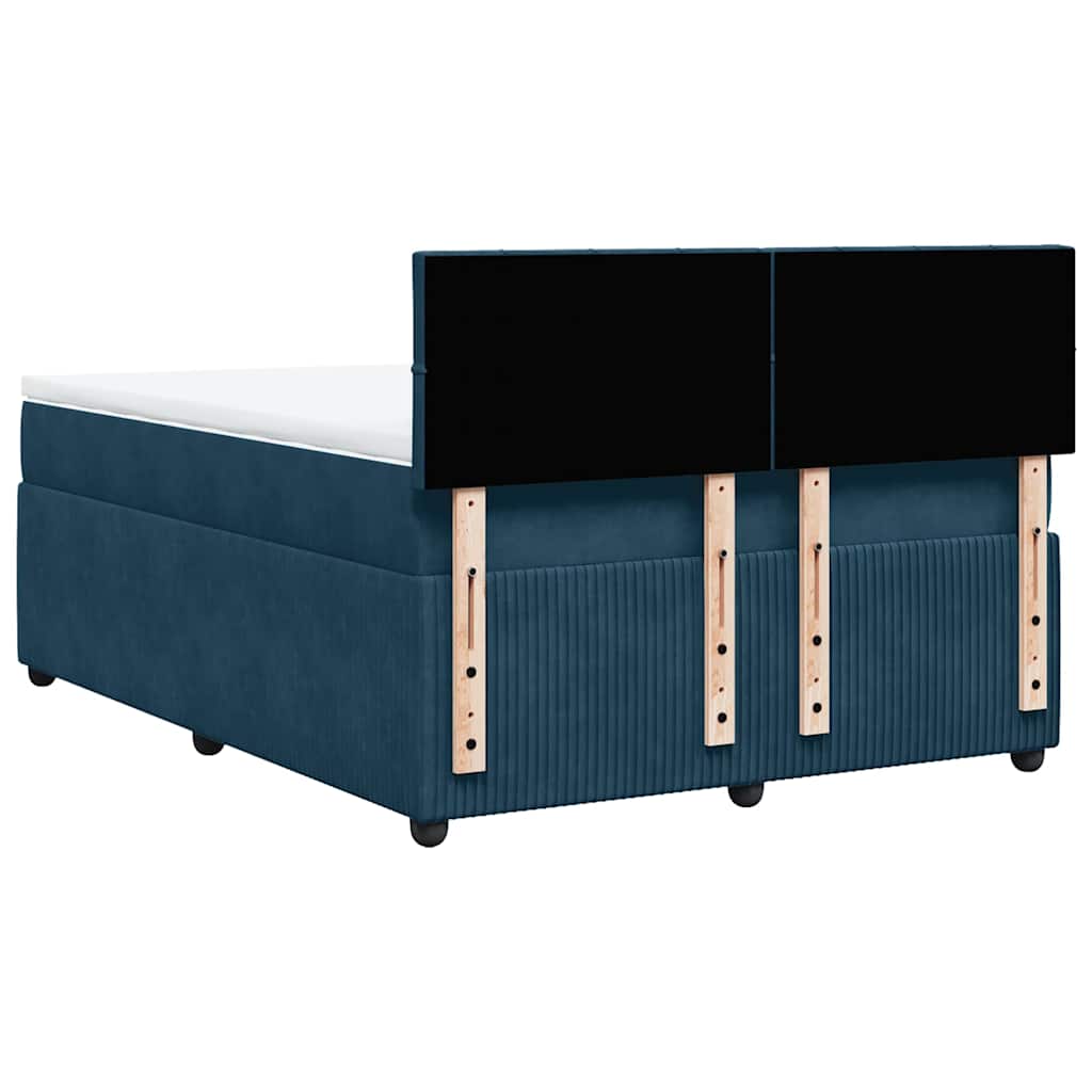 Boxspringbett mit Matratze Blau 140x200 cm Samt