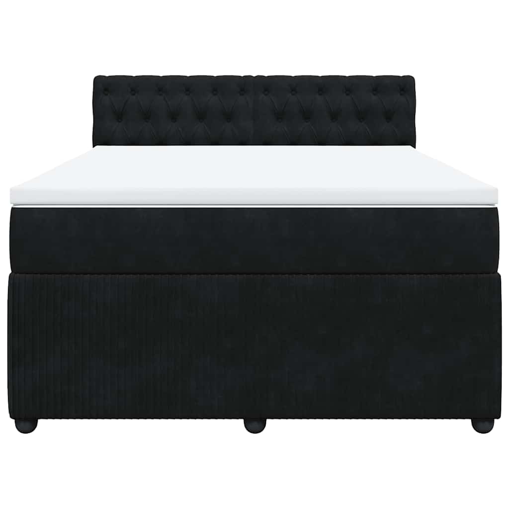 Boxspringbett mit Matratze Schwarz 140x200 cm Samt