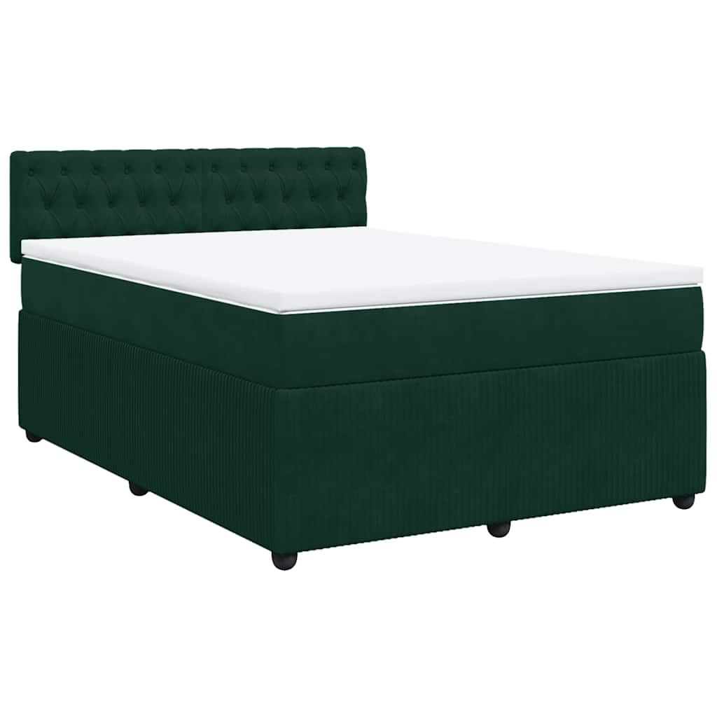 Boxspringbett mit Matratze Dunkelgrün 140x200 cm Samt