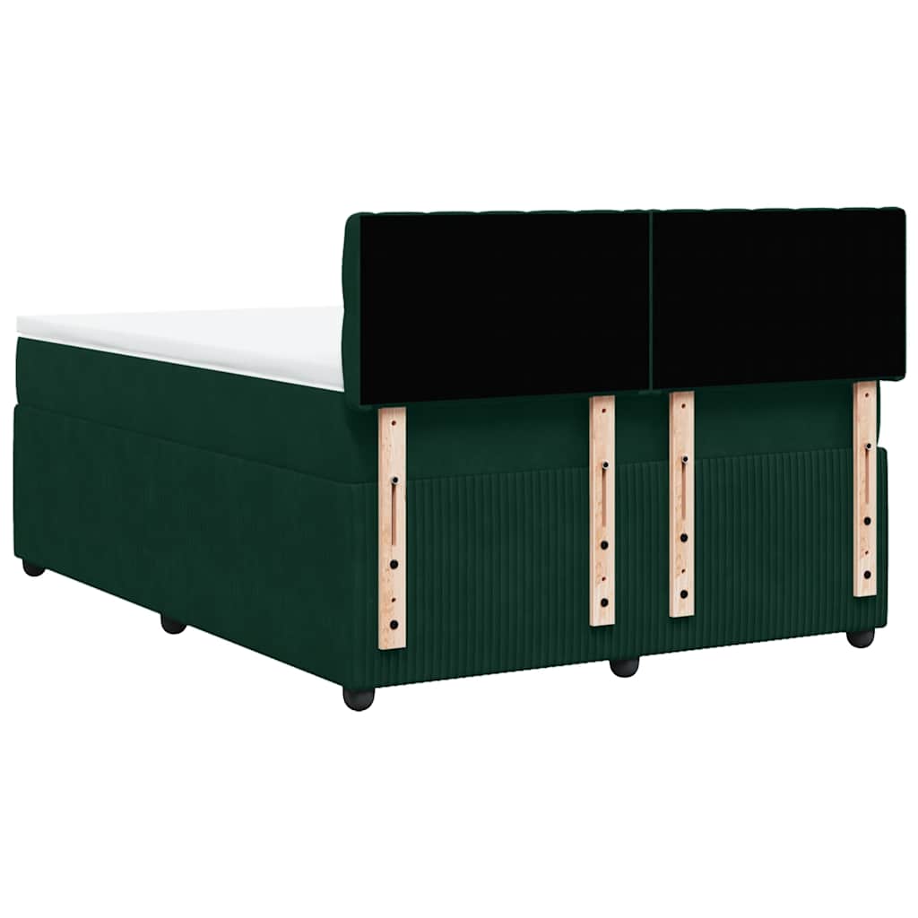 Boxspringbett mit Matratze Dunkelgrün 140x200 cm Samt