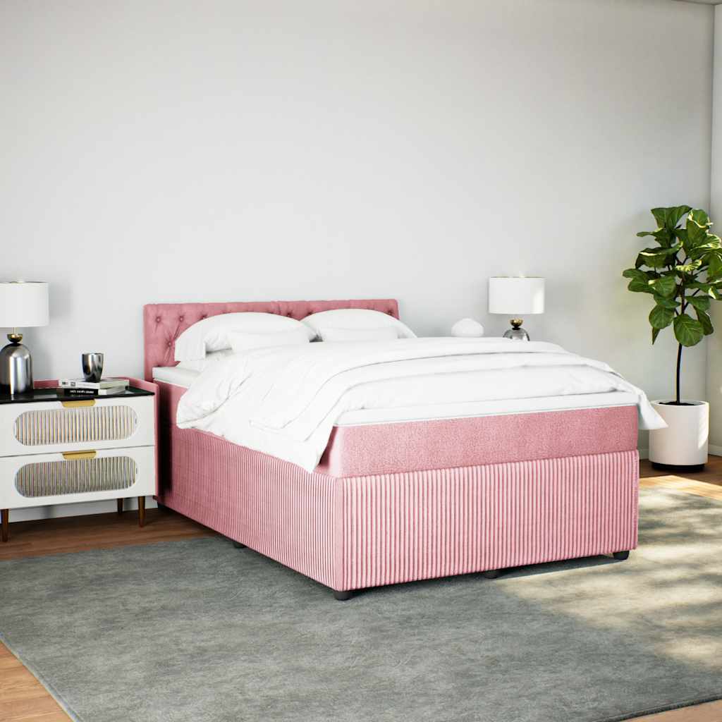 Boxspringbett mit Matratze Rosa 140x200 cm Samt