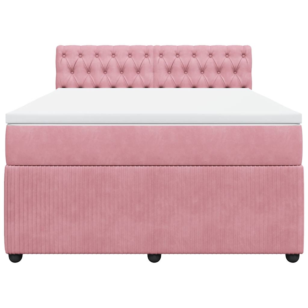 Boxspringbett mit Matratze Rosa 140x200 cm Samt