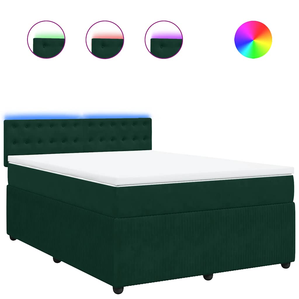 Boxspringbett mit Matratze Dunkelgrün 140x200 cm Samt