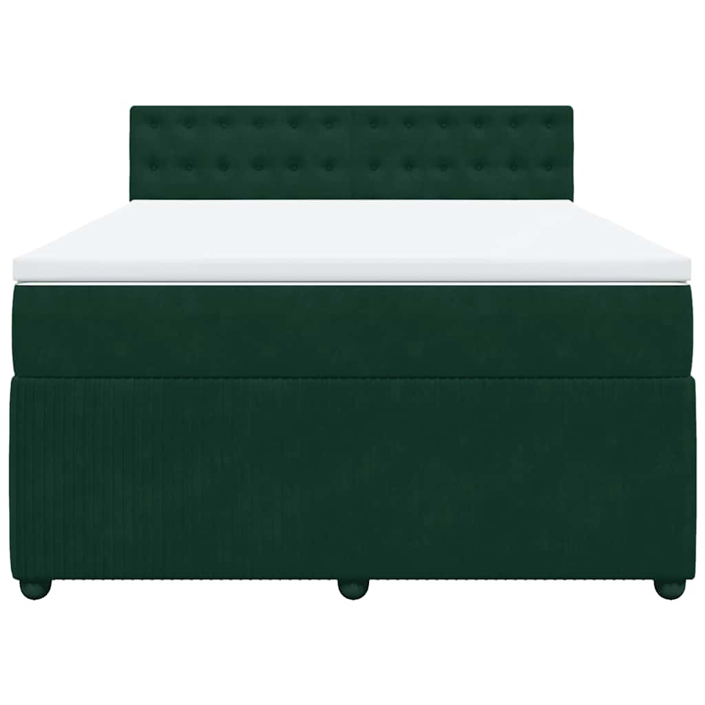 Boxspringbett mit Matratze Dunkelgrün 140x200 cm Samt