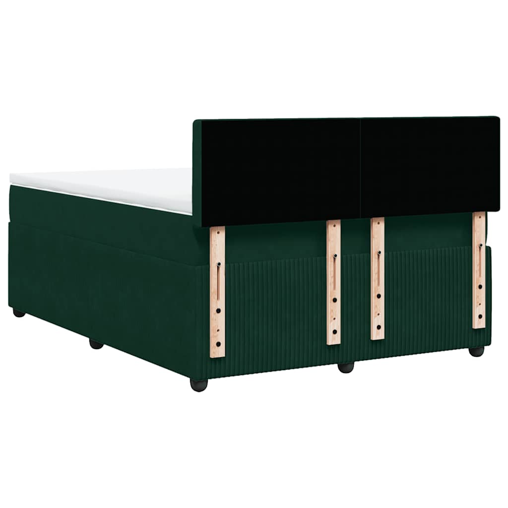 Boxspringbett mit Matratze Dunkelgrün 140x200 cm Samt