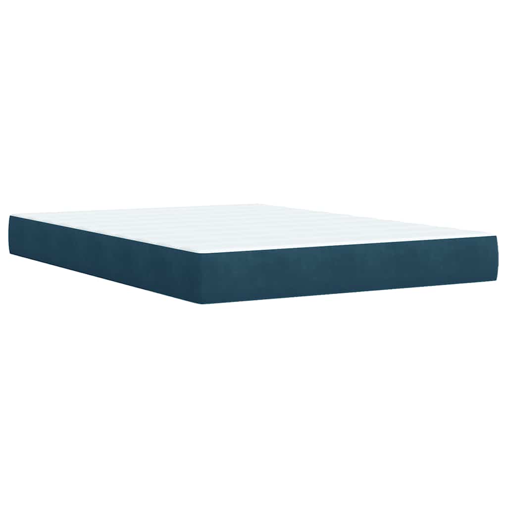 Boxspringbett mit Matratze Blau 140x200 cm Samt