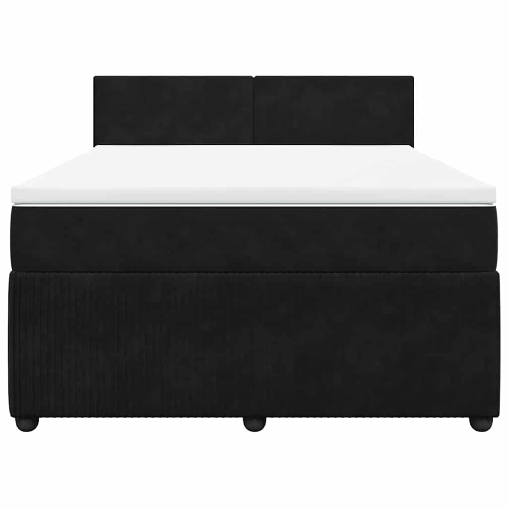 Boxspringbett mit Matratze Schwarz 160x200 cm Samt