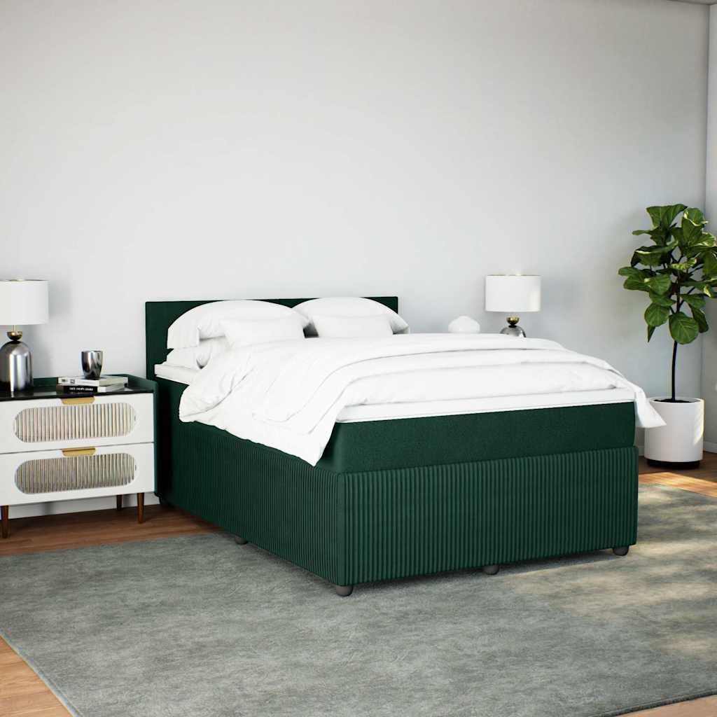 Boxspringbett mit Matratze Dunkelgrün 160x200 cm Samt
