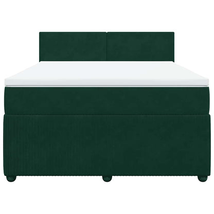 Boxspringbett mit Matratze Dunkelgrün 160x200 cm Samt