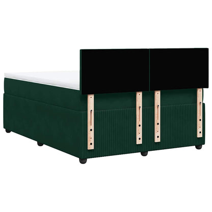 Boxspringbett mit Matratze Dunkelgrün 160x200 cm Samt