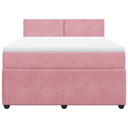 Boxspringbett mit Matratze Rosa 160x200 cm Samt