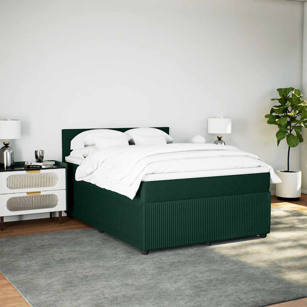 Boxspringbett mit Matratze Dunkelgrün 160x200 cm Samt