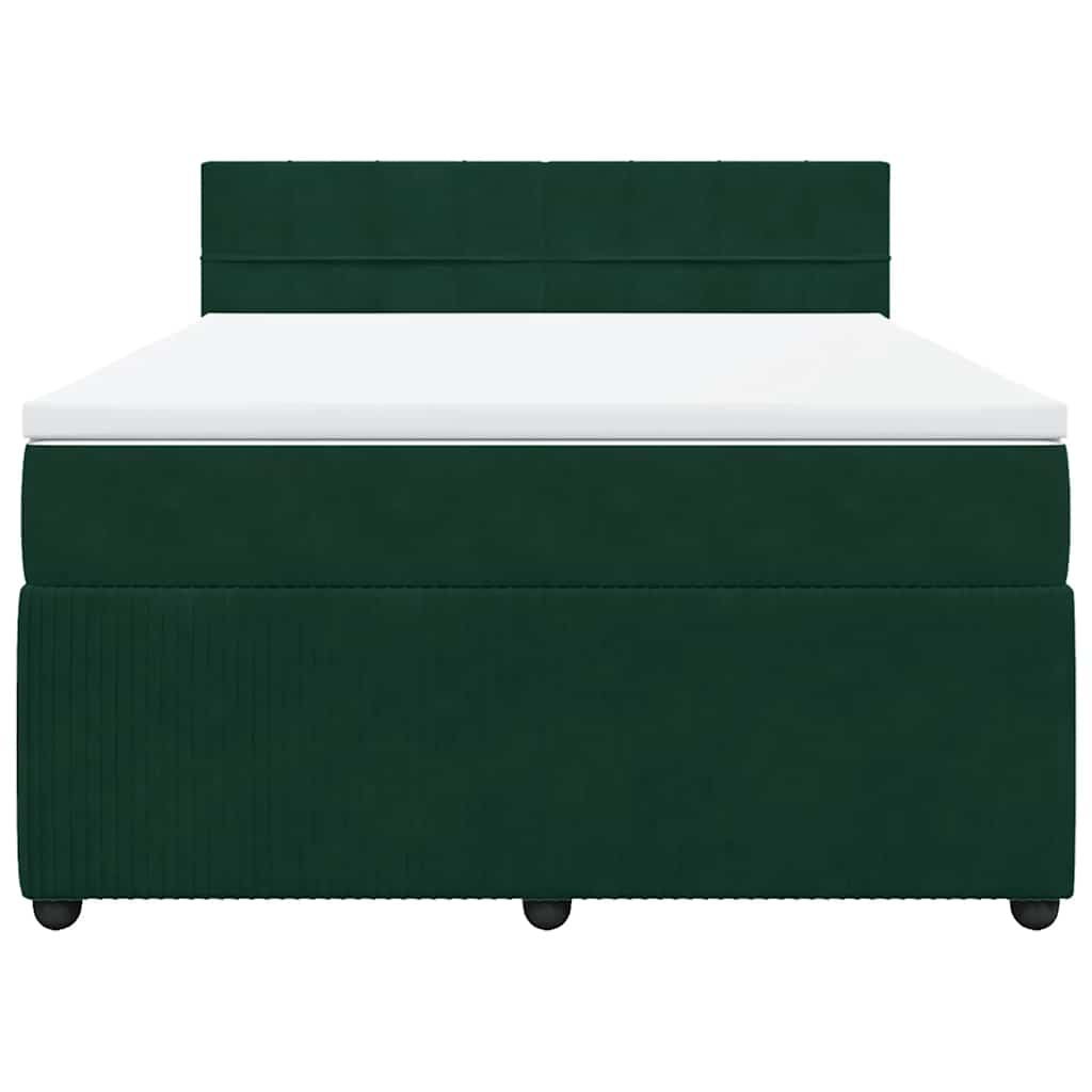 Boxspringbett mit Matratze Dunkelgrün 160x200 cm Samt