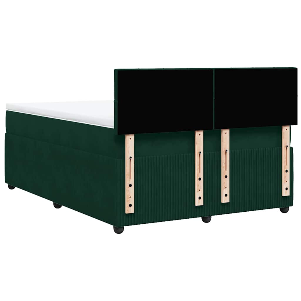 Boxspringbett mit Matratze Dunkelgrün 160x200 cm Samt