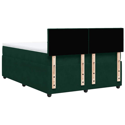 Boxspringbett mit Matratze Dunkelgrün 160x200 cm Samt