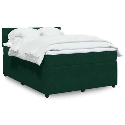 Boxspringbett mit Matratze Dunkelgrün 160x200 cm Samt