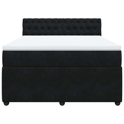 Boxspringbett mit Matratze Schwarz 160x200 cm Samt