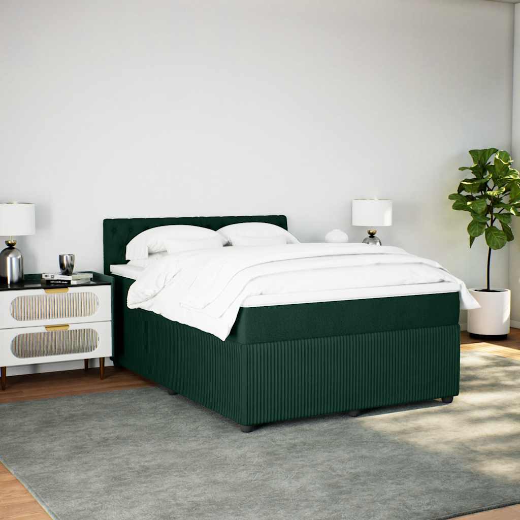 Boxspringbett mit Matratze Dunkelgrün 160x200 cm Samt