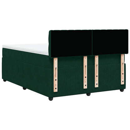 Boxspringbett mit Matratze Dunkelgrün 160x200 cm Samt