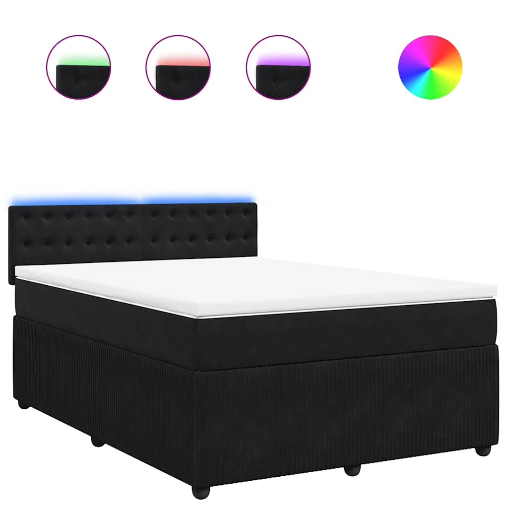 Sommier tapissier avec matelas noir 160x200 cm velours