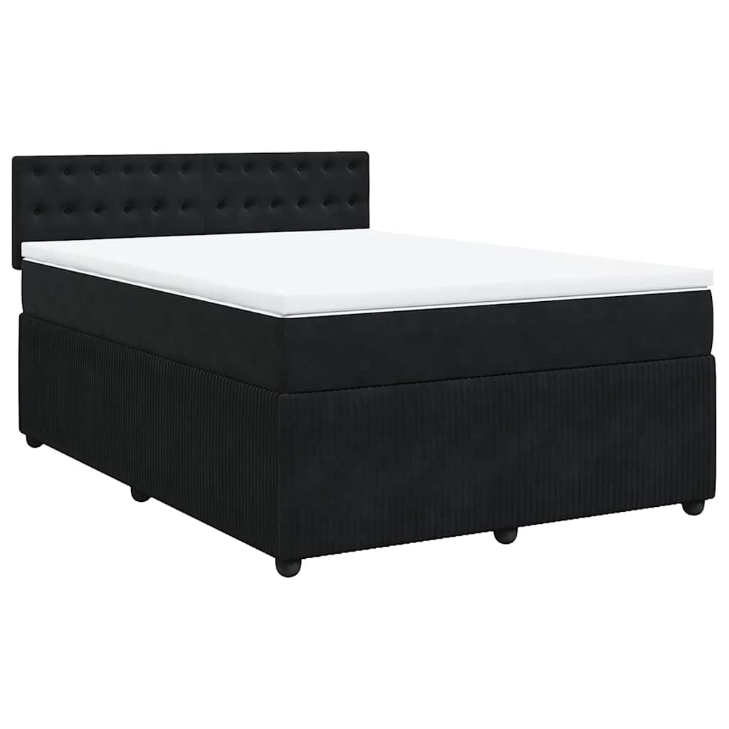 Sommier tapissier avec matelas noir 160x200 cm velours