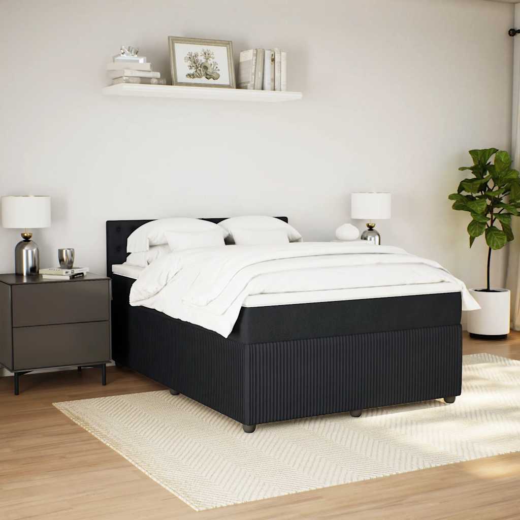 Sommier tapissier avec matelas noir 160x200 cm velours