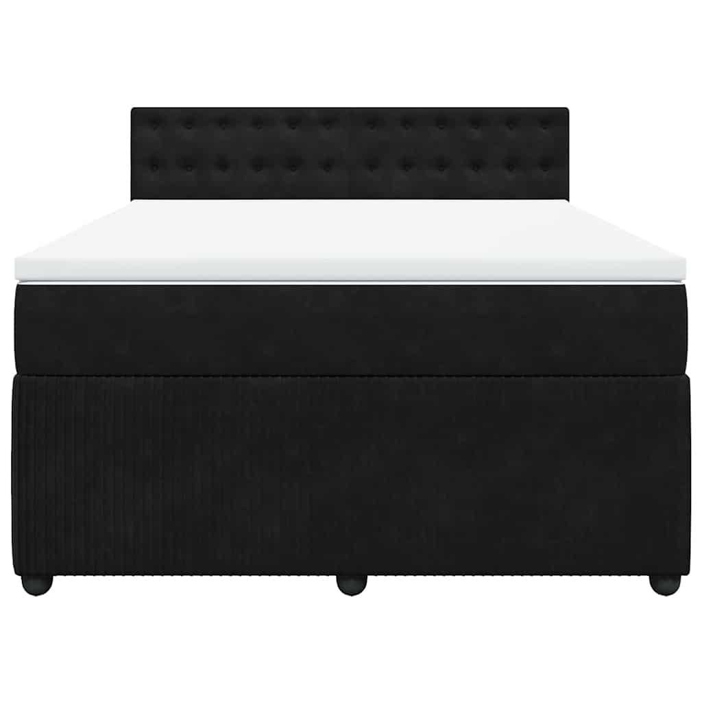 Sommier tapissier avec matelas noir 160x200 cm velours