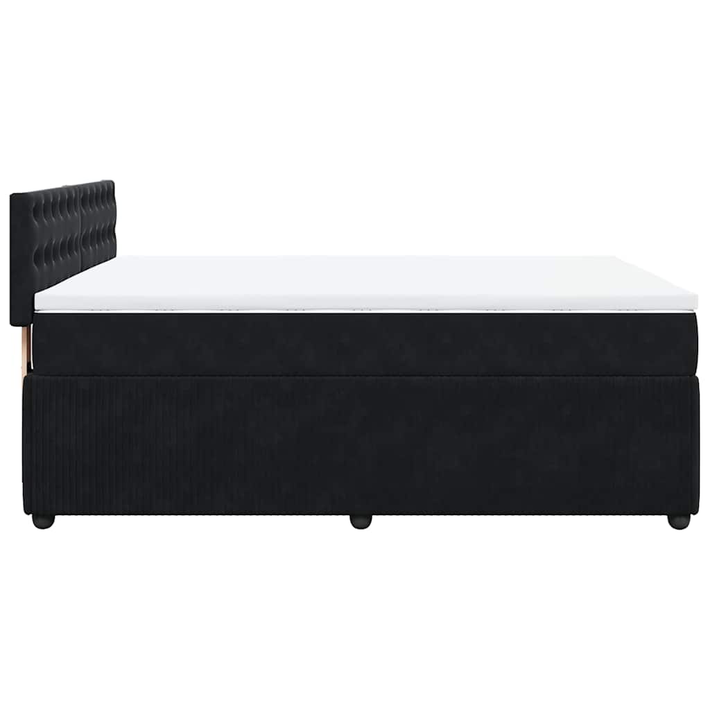 Sommier tapissier avec matelas noir 160x200 cm velours