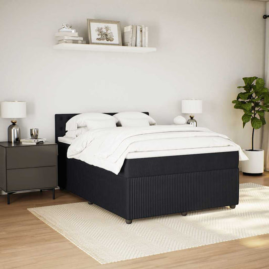 Boxspringbett mit Matratze Schwarz 160x200 cm Samt