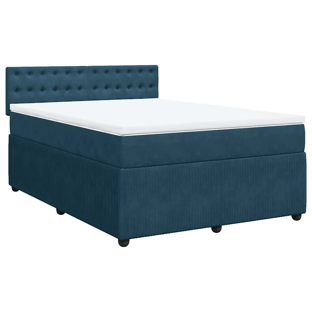 Boxspringbett mit Matratze Blau 160x200 cm Samt
