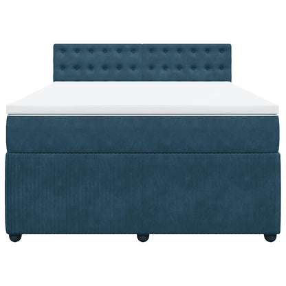 Boxspringbett mit Matratze Blau 160x200 cm Samt