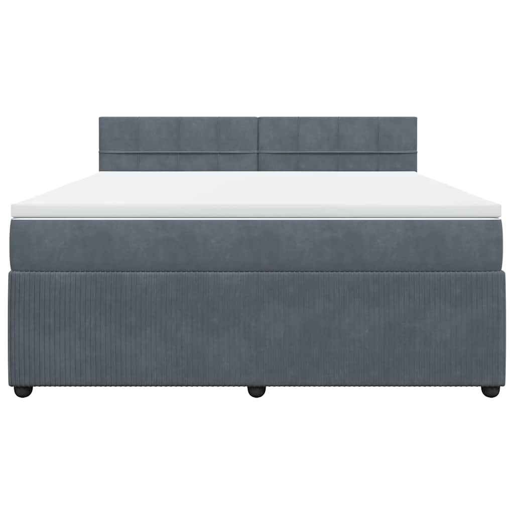 Boxspringbett mit Matratze Dunkelgrau 180x200 cm Samt